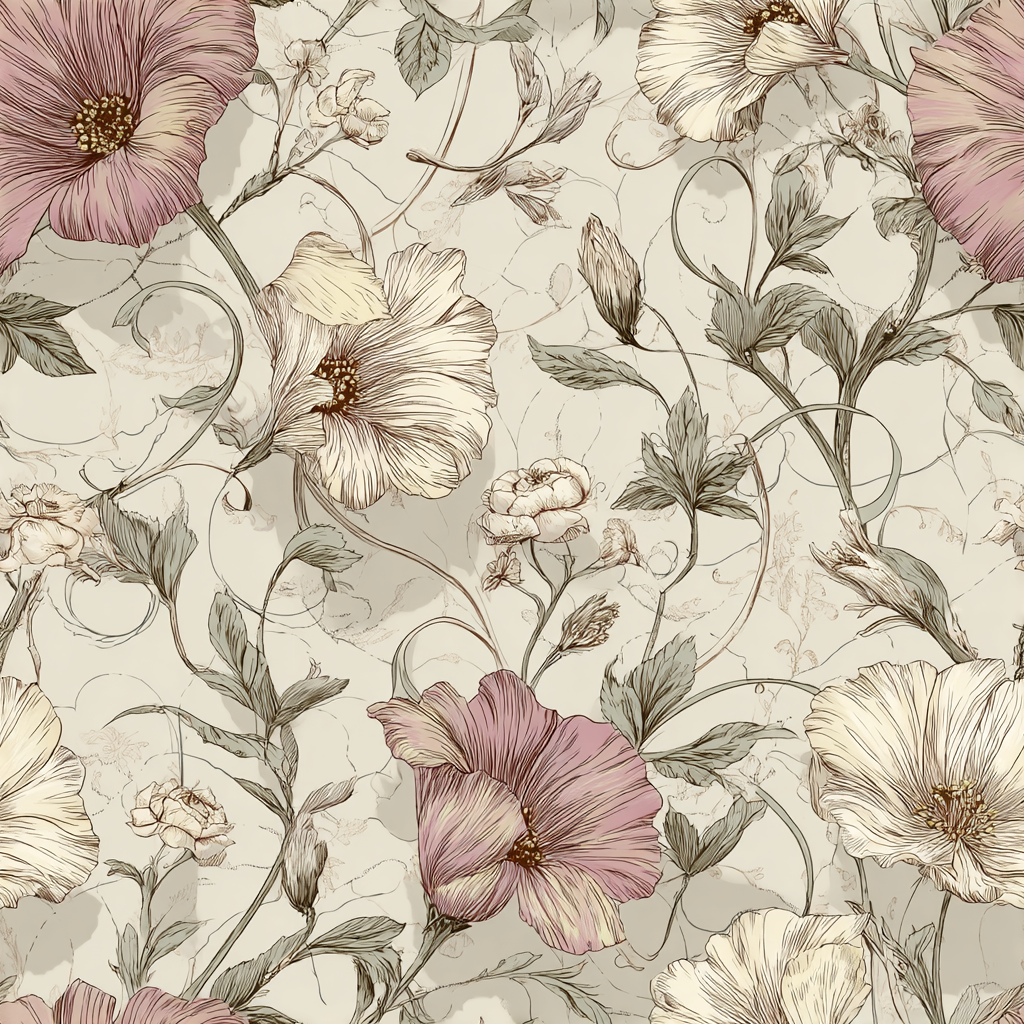 Vintage Botanical Etching Florals